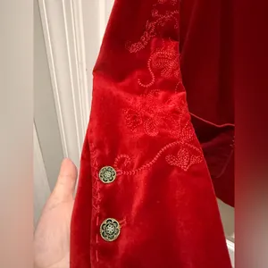 Women's red velvet blazer size M thumbnail 5