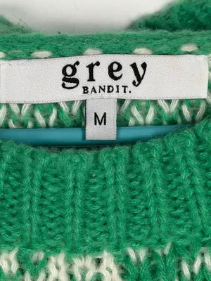 Grey Bandit Green and White Floral Pattern Crew Neck Sweater thumbnail 3