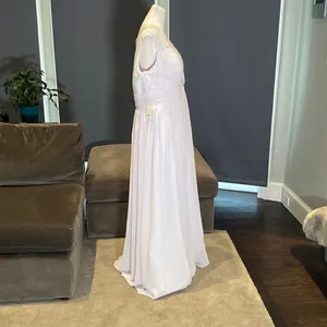 Women’s Full Length Chiffon White Wedding or Special Event Dress Size 16 NWT thumbnail 4