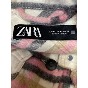 Zara Women's Multicolor Plaid Fleece Long Sleeve Button Down Shirt Jacket Sz M thumbnail 3
