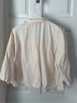 Zara Cropped Utility button front shirt women size L cotton front big pockets thumbnail 8