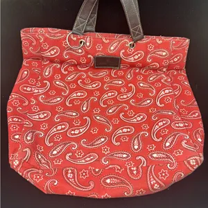 Neiman Marcus Red Paisley Tote Bag thumbnail 1