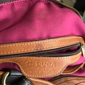 IL DUCA Italy Brown Leather Hobo Shoulder Hand Bag Purse Large Tote Carry All Cognac thumbnail 6