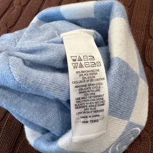 Checkered Smiley Face Beanie Light Blue White‎ Knit Cuff Hat RN 75343 One Size thumbnail 3