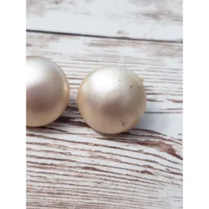 Vintage Trifari Clip On Earrings - Cream Faux Pearl - Some Surface Marks thumbnail 2