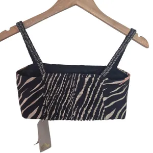 Agua Bendita Jambo Delilah Crop Top Black Brown NWT Size Small thumbnail 3