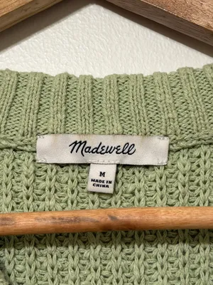 Madewell Shaker Sweater Tank Size Medium Top Green Cotton Fall Winter Knit thumbnail 4