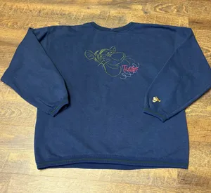 Vintage 90s POOH Disney Tigger Sweatshirt Womens XL Embroidered Navy Blue thumbnail 1
