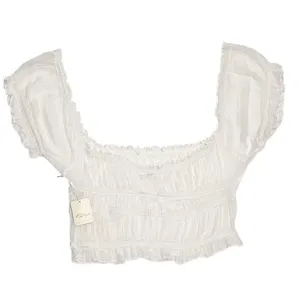 NWT Free People One Cheri Smocked Crop Top Size Large White Off The Shoulder thumbnail 4