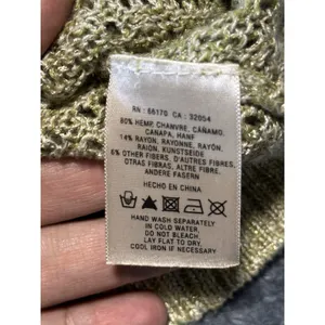 Guinevere Anthropologie Hemp Blend Open Knit Sweater Olive Gold Metallic Medium thumbnail 8