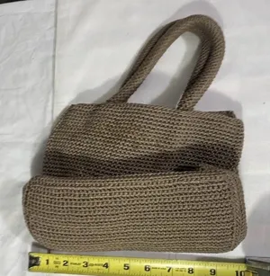 The Sak Crochet Knit Mini Tote Bag Brown Small Shoulder Purse thumbnail 1
