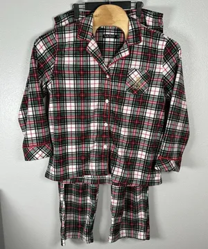 Lauren Ralph Lauren Fleece Pajama Set Womens XL Red Green Plaid Sleepwear‎ Logo thumbnail 1