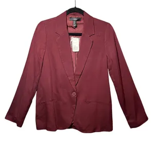 Forever 21‎ Blazer Jacket Wine Burgundy Single Button Small thumbnail 1