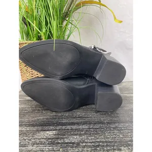 Sugar Black Bailey Zip Buckle Trim Block Heel Ankle Booties Boots 7 thumbnail 5