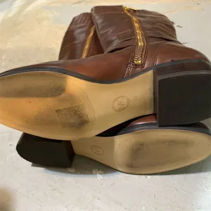 Michael Kors Women's Brown Leather Riding Boots Size 7 Knee High Zip thumbnail 7