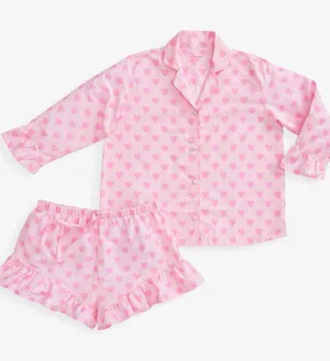 Stoney Clover Lane x PBTeen Pajama Top Heart Print Sateen Extra Large thumbnail 1