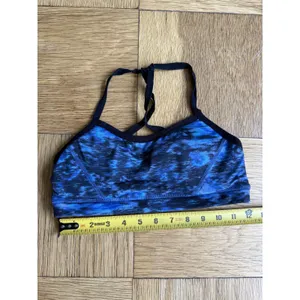 Beyond Yoga Space Dye Slim Racerback Bra, Sz XS, blue/black/grey abstract print thumbnail 5