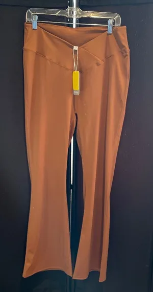 NWT Lemonsky Flare Yoga Pants w/ Crossover Waist, Brown and Purple, 2X thumbnail 1