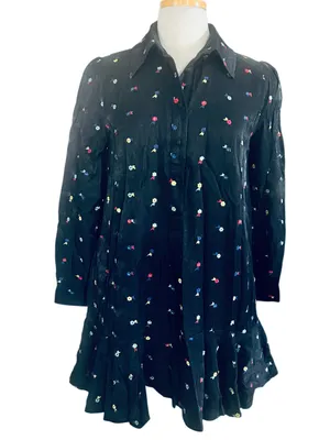 Tuckernuck Callahan Shirt Dress Navy Blue Embroidered Size Medium NWT thumbnail 5