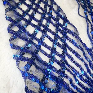 Brazilian Blue Sequin Sheer Plunge One-Piece Thong Side Tie Swimwear Size Small thumbnail 4