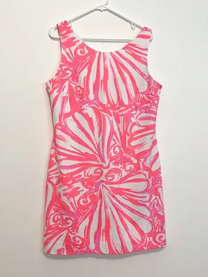 LILLY PULITZER Callie Shift Dress Pink Sun Ray Shimmy Shimmy Neon Seashell Large thumbnail 3