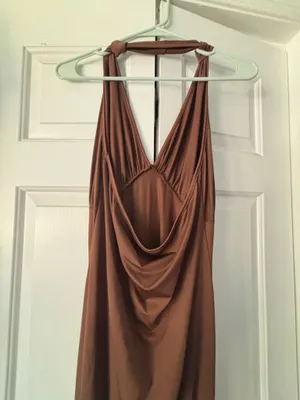 Satin Brown Maxi Dress Size L thumbnail 3