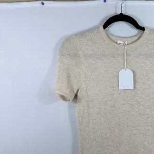 NEW Revolve Song of Style Neutral Tan Short Sleeve Night Air Sweater Dress Sz S thumbnail 6