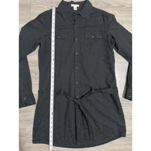 Levis Shirt Dress M Black Eyelet Embroidered Western Tunic‎ Tie Belt Cottagecore thumbnail 8