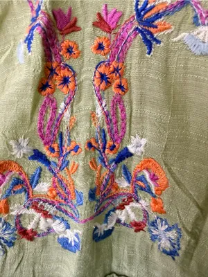 Entro Embroidered Tan Sleeveless V-Neck Tunic Top thumbnail 3