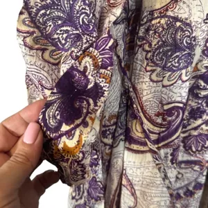 Band of The Free White & Purple Paisley Floral Boho Peasant Dress Women Sz L thumbnail 13