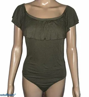 Express ruffled ribbed knit bodysuit thumbnail 1