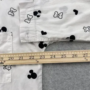 Disney Minnie Mouse Button Down‎ Long Sleeve Tunic Sleepwear White/ Black Medium thumbnail 9