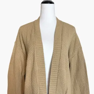 GAP Taupe Textured Cotton Open Front Longline Cardigan Sweater Size M NWT thumbnail 3