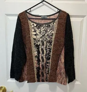Plus Size Vintage Vanilla Sugar Top Mixed Media Multicoloured Lace Knit size 1X thumbnail 1