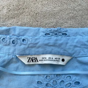 ZARA Blue Button-Up Shirt with Floral Eyelet thumbnail 5