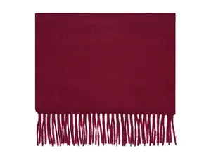 LONA SCOTT Pure Cashmere Plain Scarf with Fringe Unisex Wine Burgundy thumbnail 2