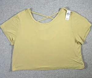 NEW American Eagle Womens XL Top Shirt Athletic Green Stretch Lightweight‎ Cross thumbnail 1
