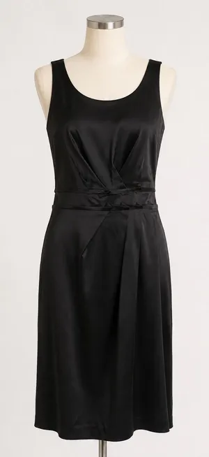 Talbots Sheath Dress Womens 12 Black Satin Pleated Formal Cocktail LBD NWT thumbnail 1
