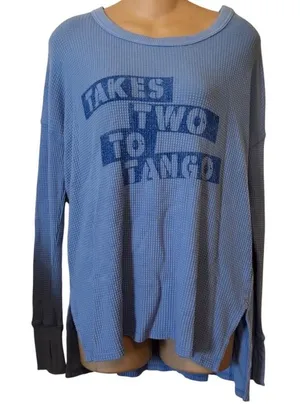 Offline by Aerie Women's Waffle Knit Long Sleeve Tee XS Takes Two to Tango Graphic thumbnail 1