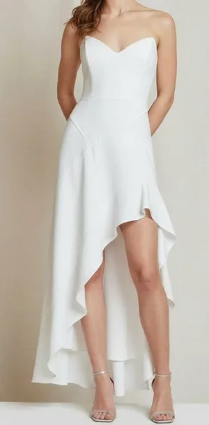 AMANDA UPRICHARD Symone Asymmetric Ruffle Maxi Dress, Ivory, XL thumbnail 1