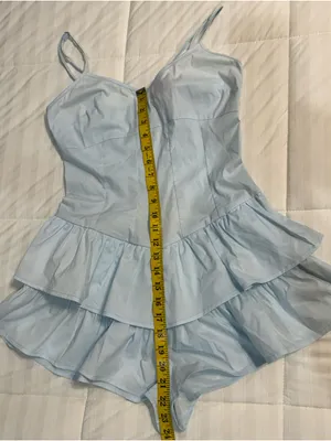 Edikted Light Blue Ruffled Romper. thumbnail 7