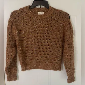 Women's Universal Threads. Chunky Loose Knit Brown Crop Sweater Small Oversized thumbnail 1