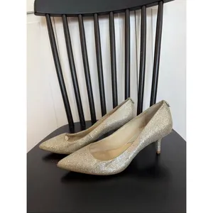 Michael Kors Alina flex kitten heel pump silver gold metallic heel size 7 thumbnail 10