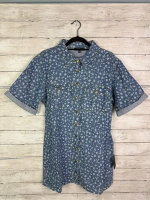 Lulus Renske Light Wash Floral Print Denim Mini Dress Size XL thumbnail 3