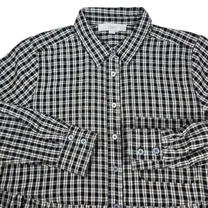 LOFT Womens Black Cream Plaid Tiered Shirt Dress Size M‎ Long Sleeve Gingham thumbnail 3