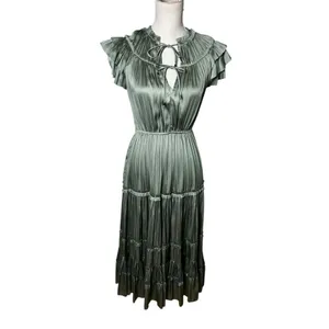 Reset by Jane Kianna Long Short Sleeve Ruffle Dress sage green S thumbnail 2