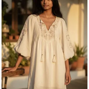 Anthropologie Viveka Embroidered Lace Mini Dress Medium goddess bohemian fairy thumbnail 2
