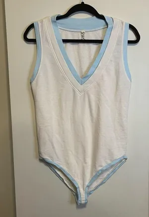 Free People Cozy Girl Cotton Tank Bodysuit in Ivory Size XS NEW WITHOUT TAGS thumbnail 2