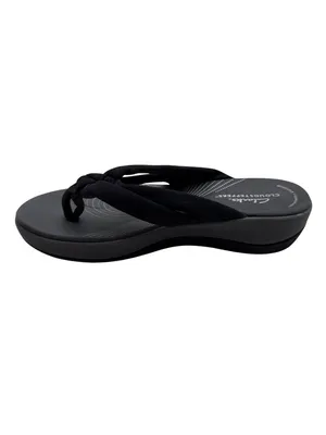 Clarks Size 7 Cloudsteppers Cushioned Black Flip Flop Knotted Strap Sandals thumbnail 5