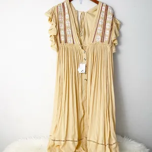NWT Free People Will Wait For You Midi Dress Embroidered Ruffles Beach Small thumbnail 7